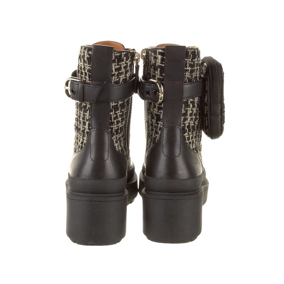 Kate Spade Winona Tweed Black Leather Ankle Combat Boots NEW 6.5 - Picture 3 of 6